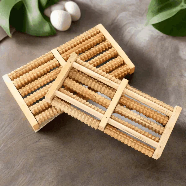 DeepRoll Dual Wooden Foot Massager With 6 Rollers