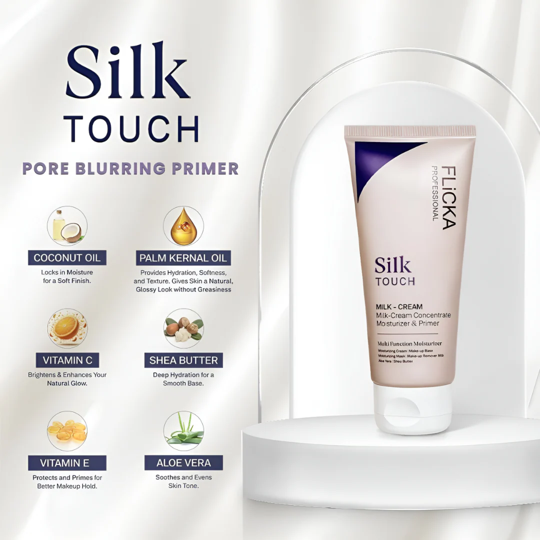 Flicka Silk Touch 3-in-1 Face Moisturizer & Primer | Hydrating, Lightweight, Pore-Minimizin